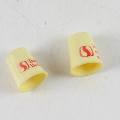 Lot of 2 Vintage Safeway Advertising Plastic Thimbles Cream with Red Logos