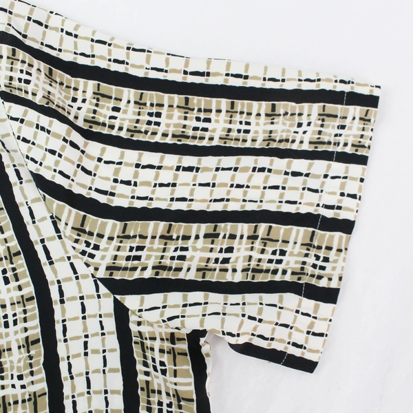 Liz Baker Beige and Black Patterned Button-Up Collared Shirt Women's Size 14