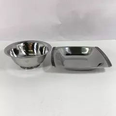 Lot of 2 Vintage Stainless Steel Bowls Floral Trim