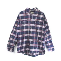 Jachs Men's Large Flannel Shirt Red White Blue Plaid Button-Up Good Condition