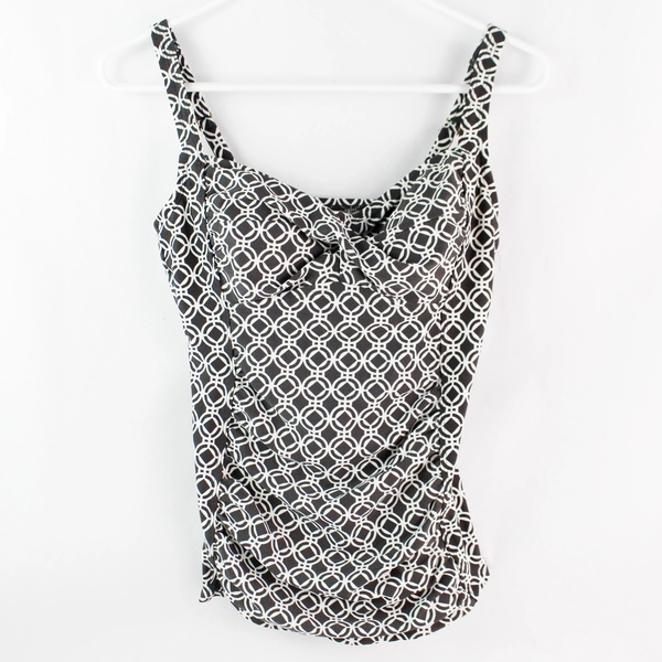 NWT Merona Gray And White Patterned Swimsuit Top Women's Size Medium