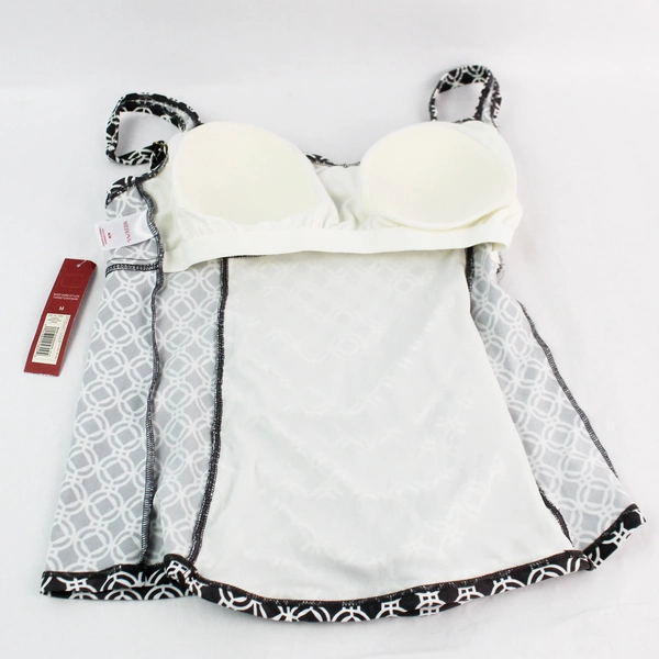 NWT Merona Gray And White Patterned Swimsuit Top Women's Size Medium