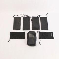 Lot of 7 Black Reusable Eyeglass Storage Bags with Drawstring Good Condition