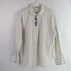 Koret Embroidered Multicolor Striped Button-Down Shirt Women's