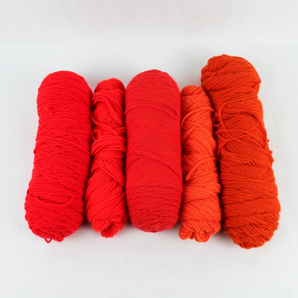 Lot of 5 Partial Yarn Skeins in Assorted Shades of Orange 25 Oz.