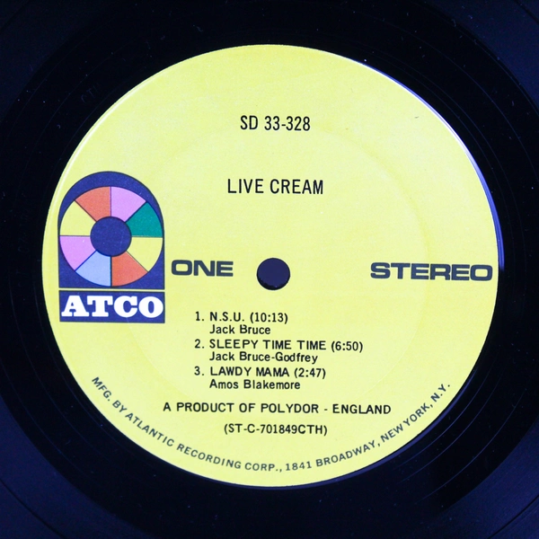 Cream Live Cream Vinyl LP 1970 ATCO Records US Eric Clapton