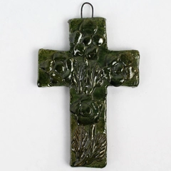Oaxaca Cross Handmade Christian Religious Home Decor Mexican Folk Art Green