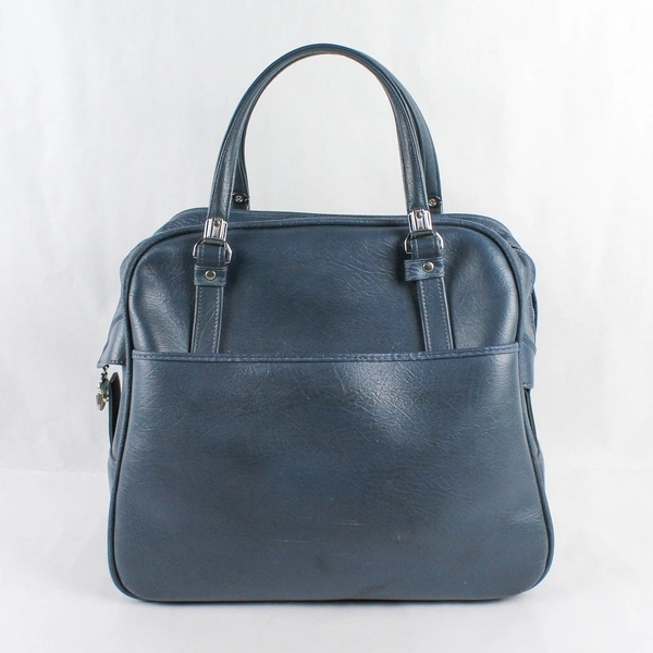 Vintage Escort American Blue Leather Luggage Carry-On Travel Handbag Suitcase