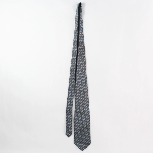 Cantini Gray and Blue Helix Pattern Men's Silk Necktie Handmade in Italy