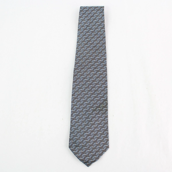 Cantini Gray and Blue Helix Pattern Men's Silk Necktie Handmade in Italy