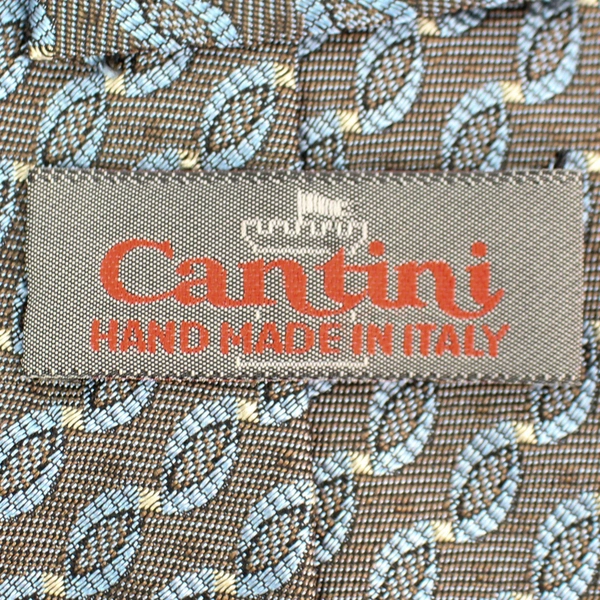 Cantini Gray and Blue Helix Pattern Men's Silk Necktie Handmade in Italy