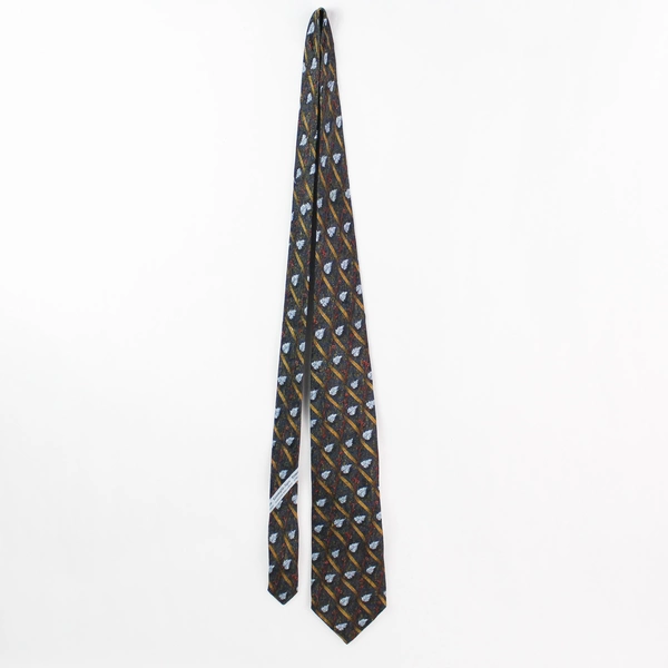 Ermenegildo Zegna Multicolor Leaf Patterned Men's Silk Necktie
