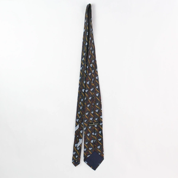 Ermenegildo Zegna Multicolor Leaf Patterned Men's Silk Necktie