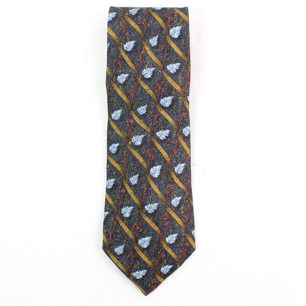 Ermenegildo Zegna Multicolor Leaf Patterned Men's Silk Necktie