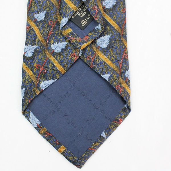 Ermenegildo Zegna Multicolor Leaf Patterned Men's Silk Necktie