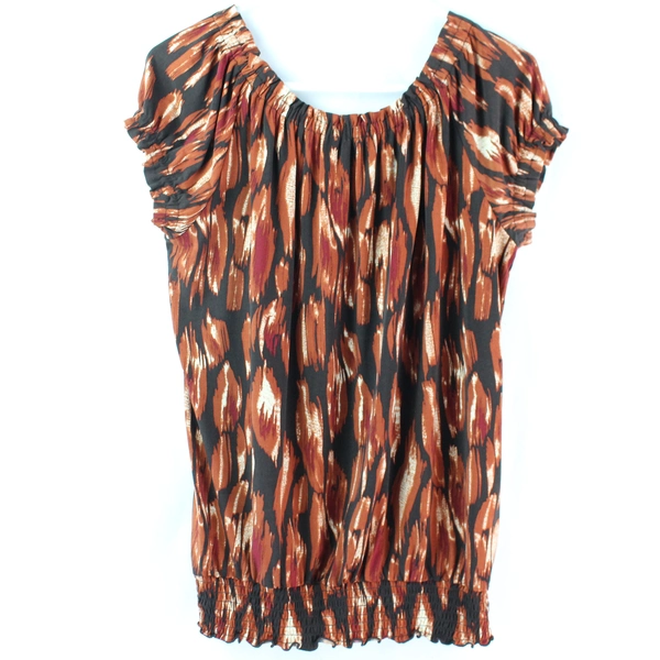 Apt. 9 Stretch Brown Black and Red Blouse Women's Size Medium