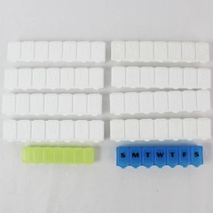 Lot of 10 White Green Blue Plastic Weekly Pill Box Organizers