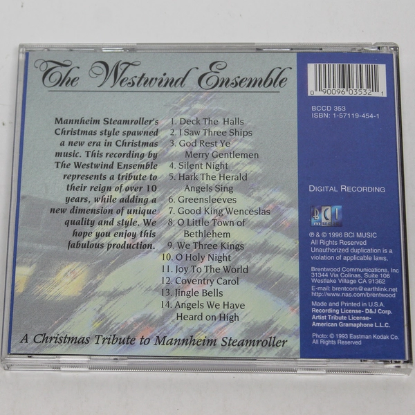 The Westwind Ensemble Christmas Tribute to Mannheim Steamroller CD 1996