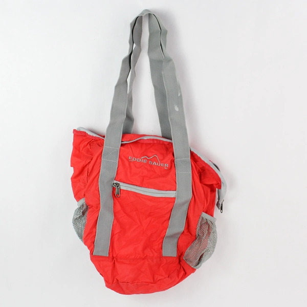 Eddie Bauer Red Nylon Folding Expandable Travel Tote Bag