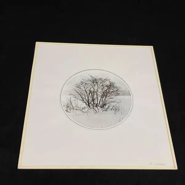 Framed And Matted Landscape Art Print Signed G. Zuniga 12 x 11 Inch