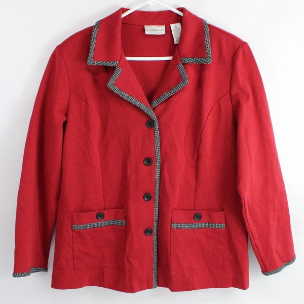 Drapers & Damons Petites Blazer Jacket Size PL Red Button Front Woven Knit 