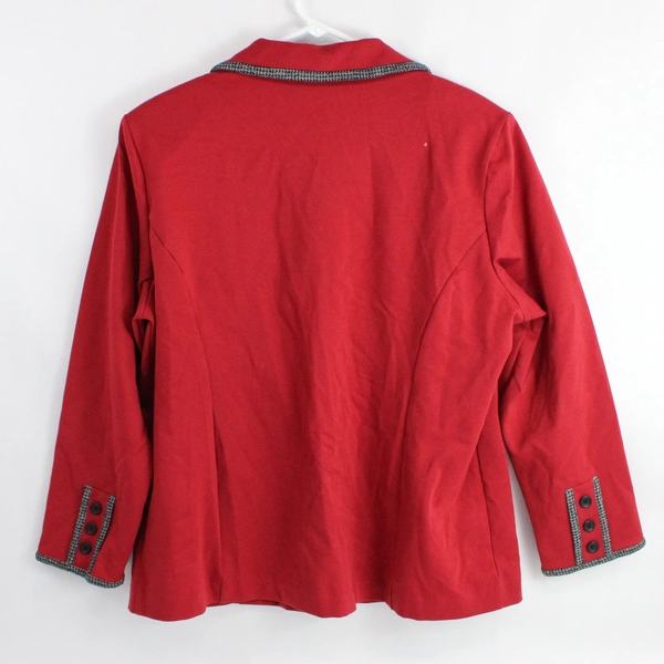 Drapers & Damons Petites Blazer Jacket Size PL Red Button Front Woven Knit 