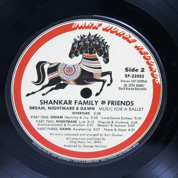 Shankar Family & Friends Dark Horse George Harrison 1974 Vinyl LP Record Sitar