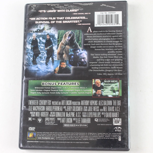 Edge DVD 1997 20th Century Fox Anthony Hopkins Alec Baldwin