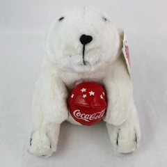 Vintage 1998 Coca-Cola Brand Polar Bear Holding Ball 9" With Tag