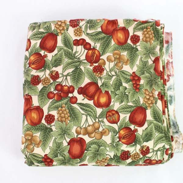 Vintage Hoffman International Fabrics Screen Print Fruit Patterned 43" x 162"