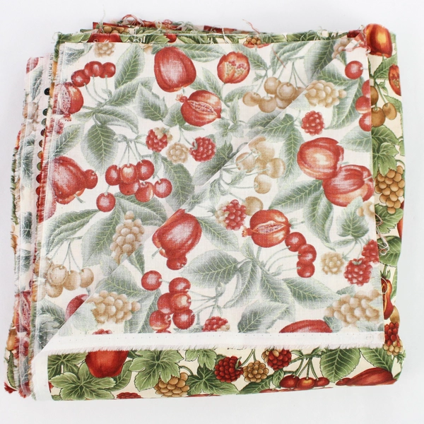 Vintage Hoffman International Fabrics Screen Print Fruit Patterned 43" x 162"