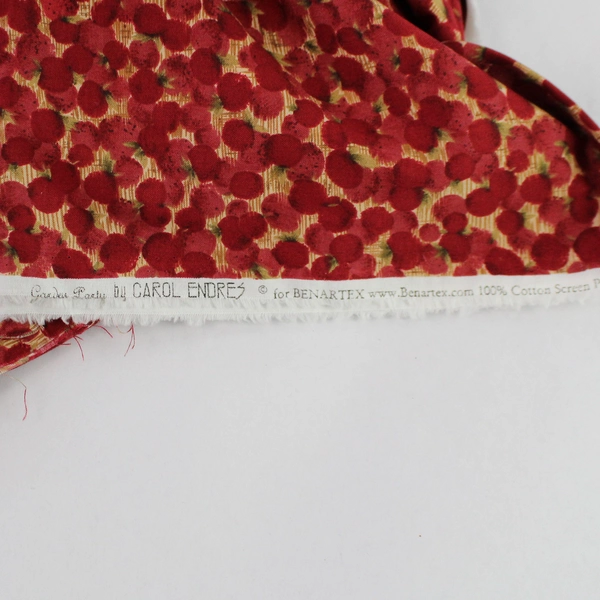Garden Party by Carol Endres 100% Cotton Red Screen Print Fabric Benartex 4 yds