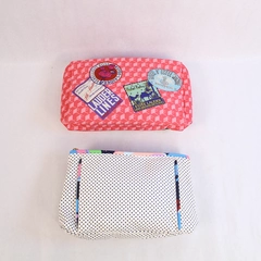 Lot of 2 Estee Lauder Polka Dot Cosmetic Bags Travel Makeup Cases Very Good