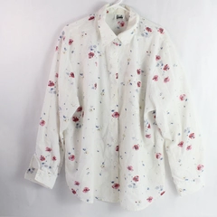 Vintage Tapestry Flower Print Long-Sleeve Button-Up Blouse Women's Size XL