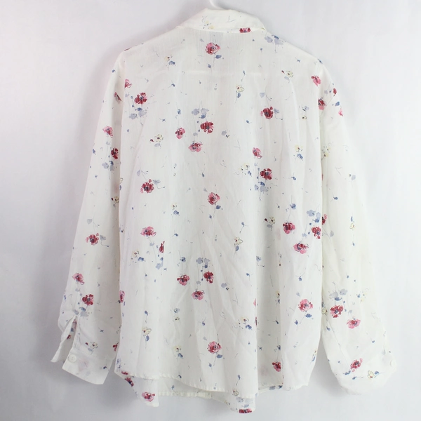 Vintage Tapestry Flower Print Long-Sleeve Button-Up Blouse Women's Size XL