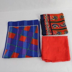 Lot of 3 Red and Multicolor Women's Scarves Varied Types Flawed