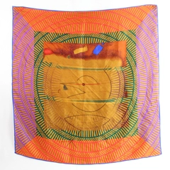 Elaine Gold Multicolor Abstract Design Women's Scarf 30" x 30" Flawed