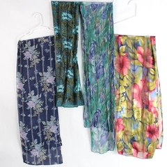 Lot of 4 Multicolor Floral Patterned Women's Scarves of Varying Lengths