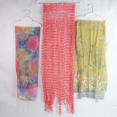 Lot of 3 Lightweight Women's Scarves of Varying Lengths Flawed