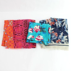 Lot of 3 Fringed Women's Scarves Varying Lengths and Colors Flawed