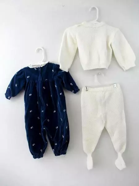 Lot of 3 Vtg Welcome Home Baby Togs White 2 Piece Top Pants Blue 1 Piece 6-9 M