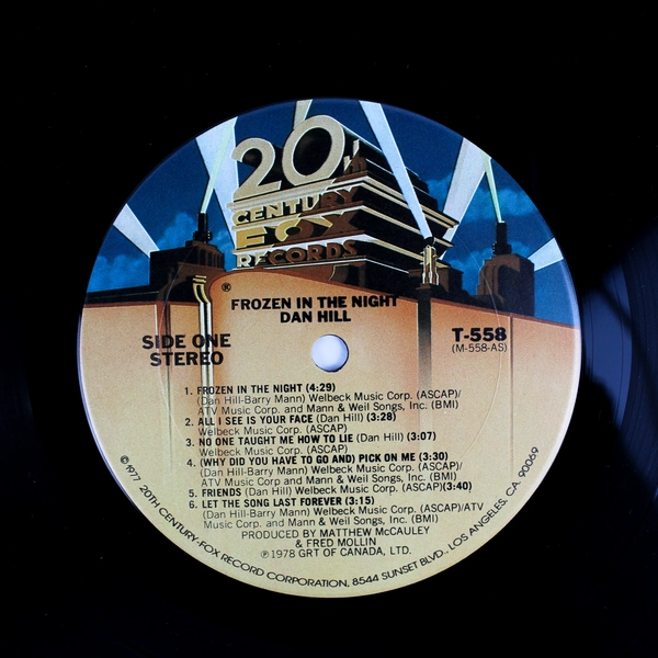 Dan Hill Frozen In The Night 1978 20th Century Fox 12" Record Soft Rock