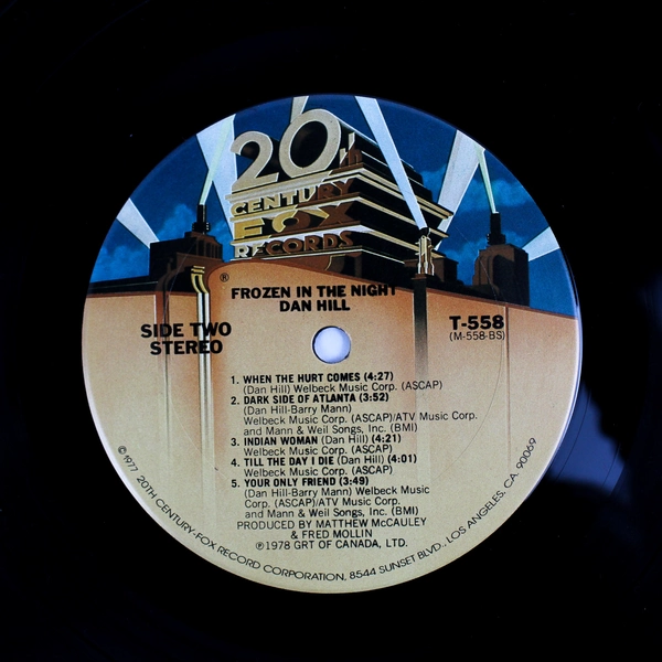 Dan Hill Frozen In The Night 1978 20th Century Fox 12" Record Soft Rock