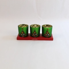 Lot of 3 Pier 1 Imports Christmas Tealight Candle Holders with Candles