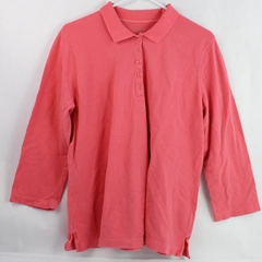 White Stag Pink 3/4-Sleeve Cotton Polo Shirt Women's Size XL 16-18