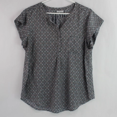 Liz Claiborne Patterned Short-Sleeve Blouse Women's Size XL