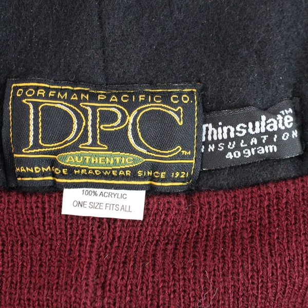 Genuine Dorfman Pacific Acrylic Beanie One Size Maroon Thinsulate Insulation