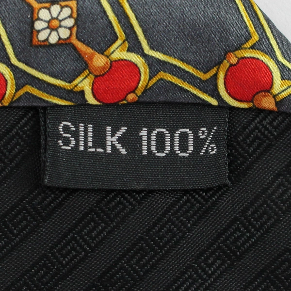 Sinsabang 100% Pure Silk Tie Geometric Pattern Navy Blue Red Gold White