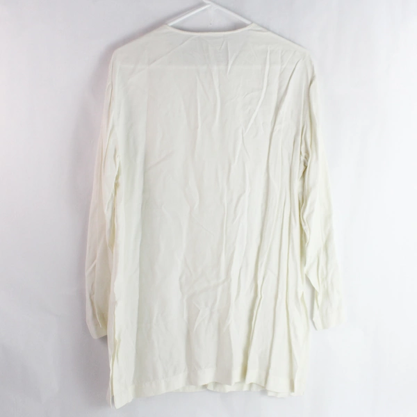 Smithsonian Institution Embroidered Loose White Button-Up Blouse Women's Medium