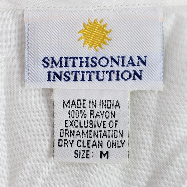 Smithsonian Institution Embroidered Loose White Button-Up Blouse Women's Medium
